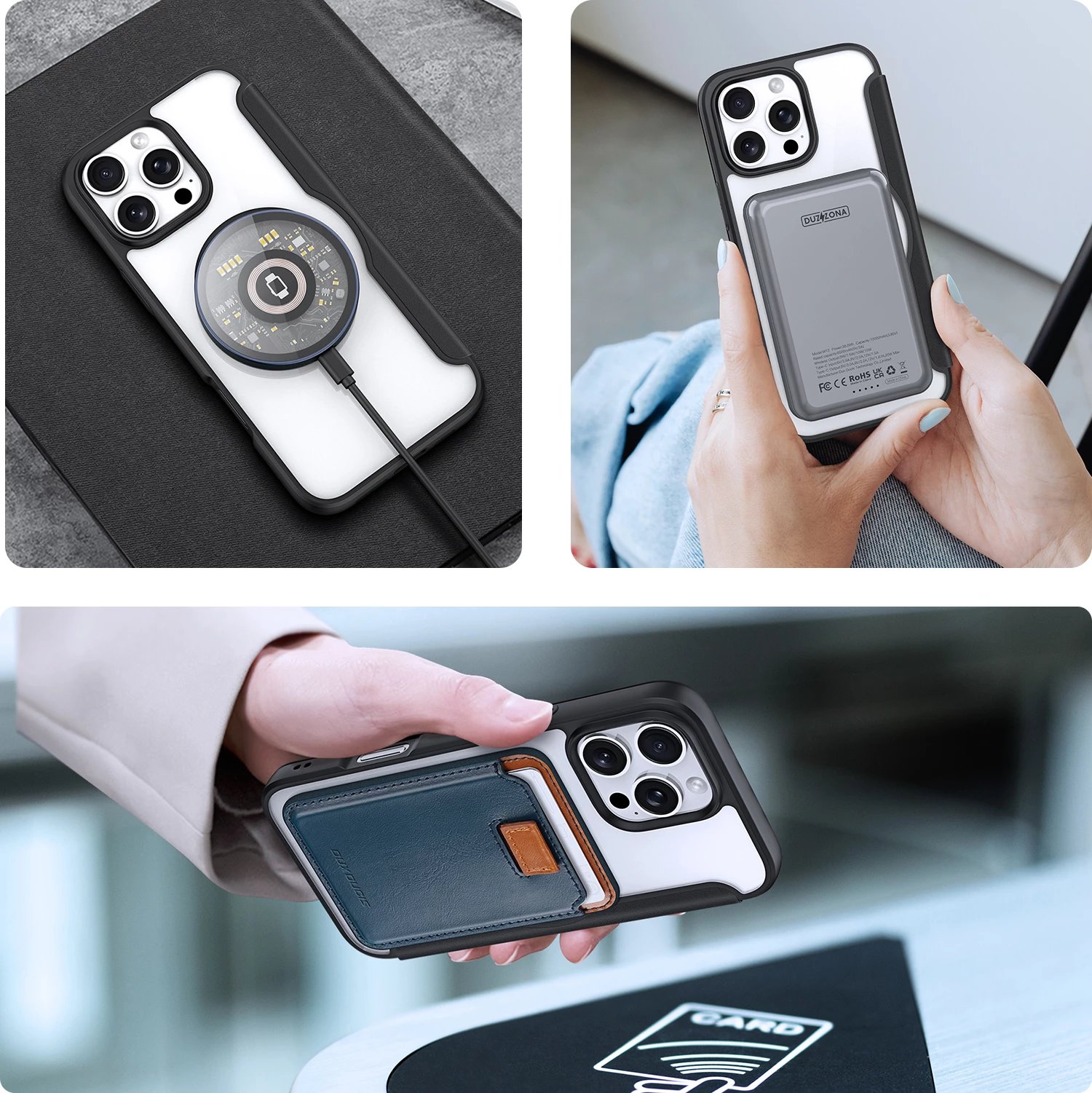 Mbështjellës Dux Ducis Skin X Pro për iPhone 16 Pro, me MagSafe, me kapak, i zi