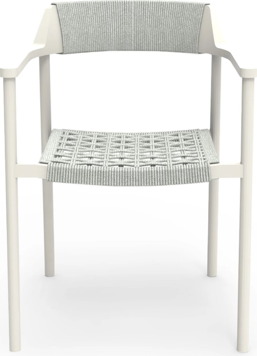 Karrige ngrënieje për jashtë, alumini krem i bardhë, litar P.E. bezhë, HELIA CD6200.02, 57x56.5x76.5cm