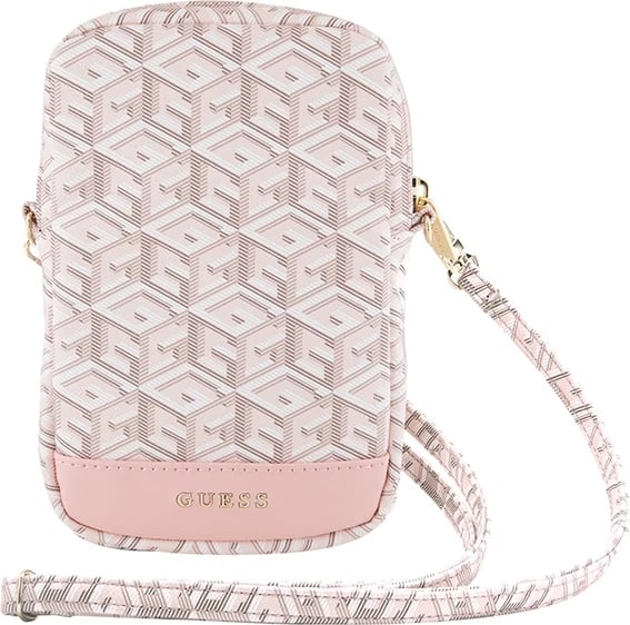 Mbështjellës për celular Guess Zip GCube Bottom Stripe, rozë