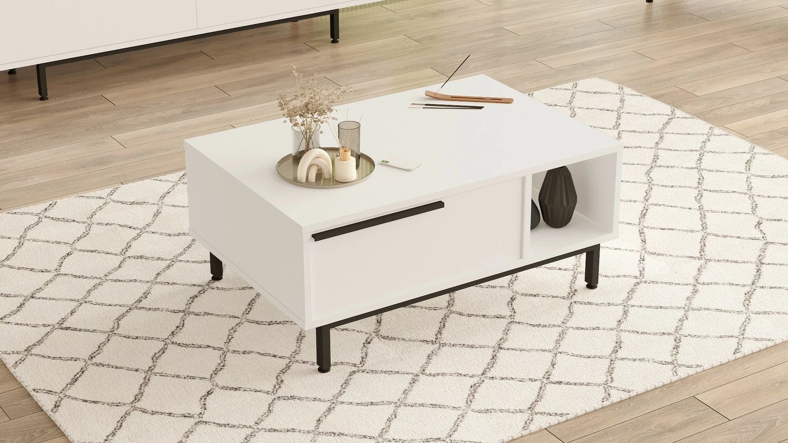 Tavolinë kafeje Skye Decor, e bardhë, On2-W