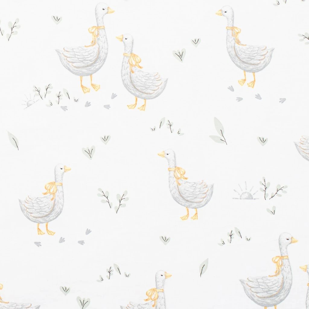 Mbështjellëse bebe, New Baby, Goose, 80x80 cm, pambuk 100% me mbushje 3 cm anti-alergjike, e bardhë