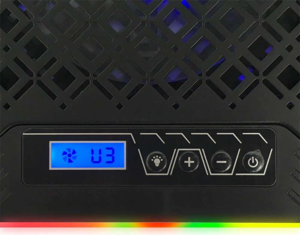 Cooling pad Esperanza EGC109, për laptop deri 19", LED RGB, 2 USB, E zezë