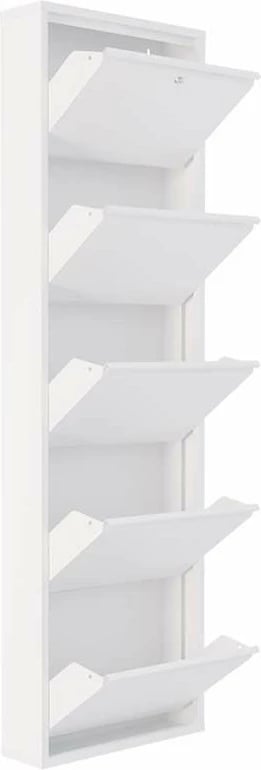 Dollap këpucësh Skye Decor, metalik, 5 pjesë, me kyç, i bardhë