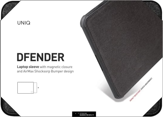 Mbështjellës laptopi UNIQ Defender, deri 16", i zi
