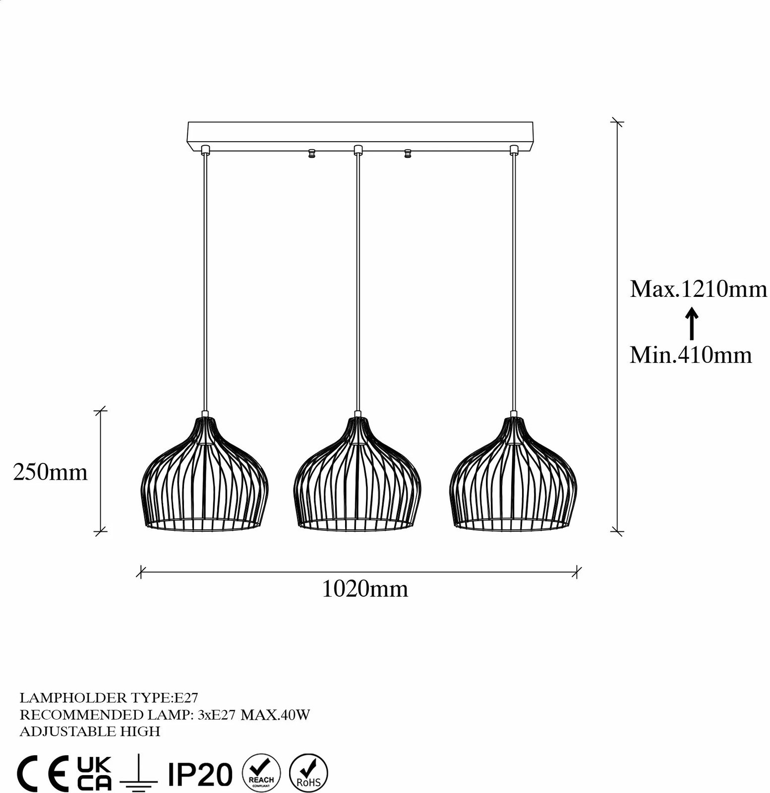 Llambë tavani Opviq, Bek - 11376, ngjyrë ari e shndritshme, lartësi e rregullueshme