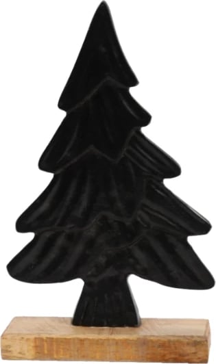 Dekor pemë e Krishtlindjeve, alumin i zi, dru mango natyral, 14x6x23cm Dekor pemë e Krishtlindjeve, alumin i zi, dru mango natyral, 14x6x23cm