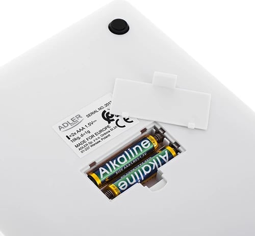 Peshore kuzhine, Adler AD 3173, 10kg, ekran LED, platformë xham i temperuar, e bardhë