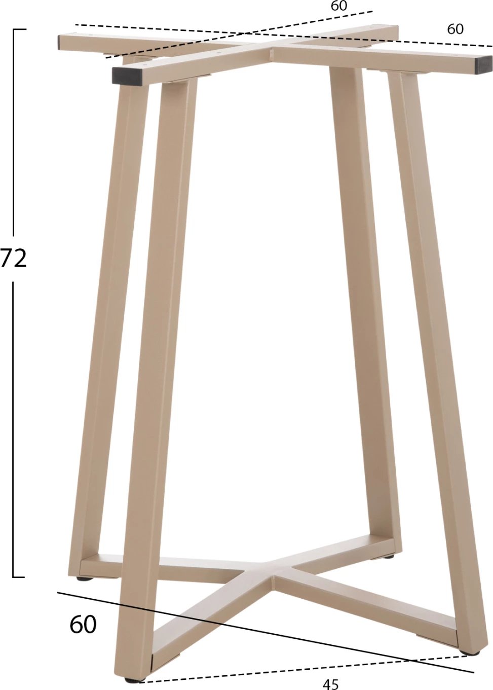 Këmbë tavoline metalike, ngjyrë kapuçino, FH470.25, 60x60x72cm