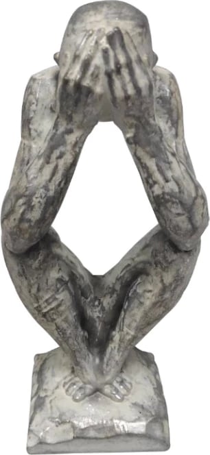 Figurë dekorative PENSEI 3, polirezine, ngjyrë argjendi, 9x8x21 cm