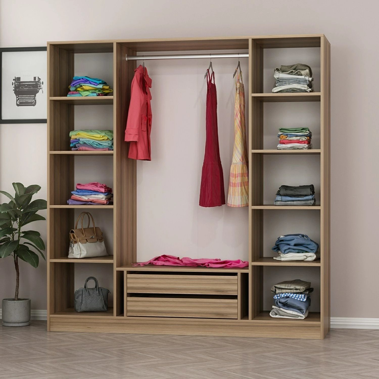 Dollap rrobash Skye Decor, ngjyrë dore, 7628