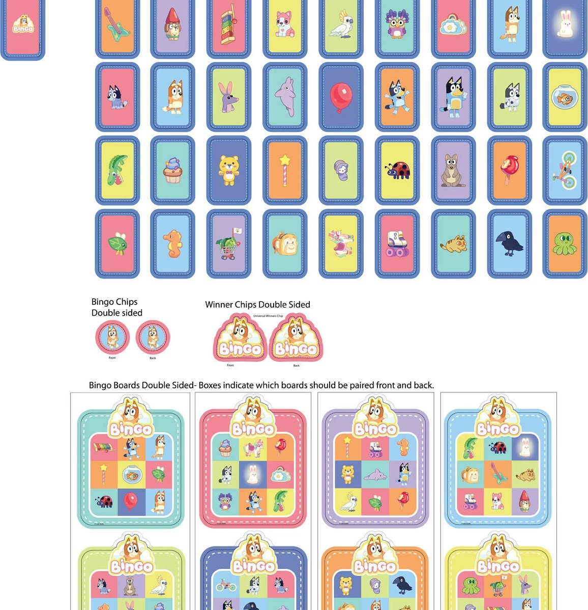 Bluey Bingo's Bingo Cards