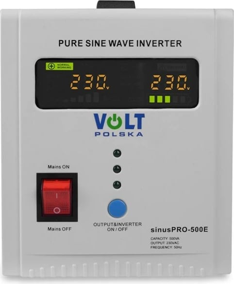 Invertor tensioni Volt Polska sinusPRO-500E, 12V, 300/500W, Gri