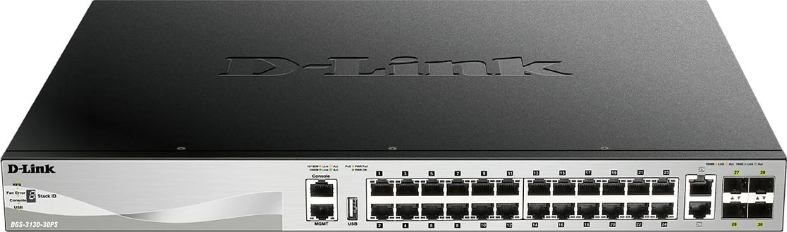 Switch D-Link DGS-3130-30PS/E, Managed, L3, 24 porte Gigabit, PoE, rackmount