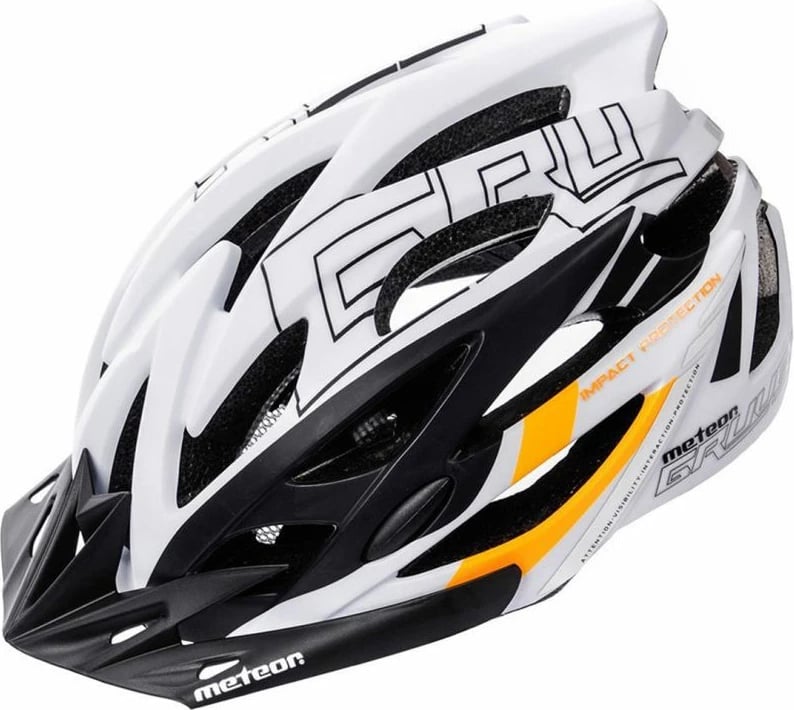 Helmetë për biçikletë Meteor, për meshkuj dhe femra, bardhë dhe portokalli