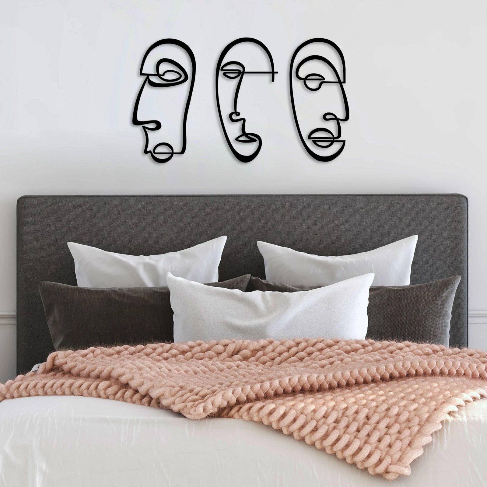 Aksesor dekorativ metalik për mur, Wallity, majtas-djathtas, 3 copë