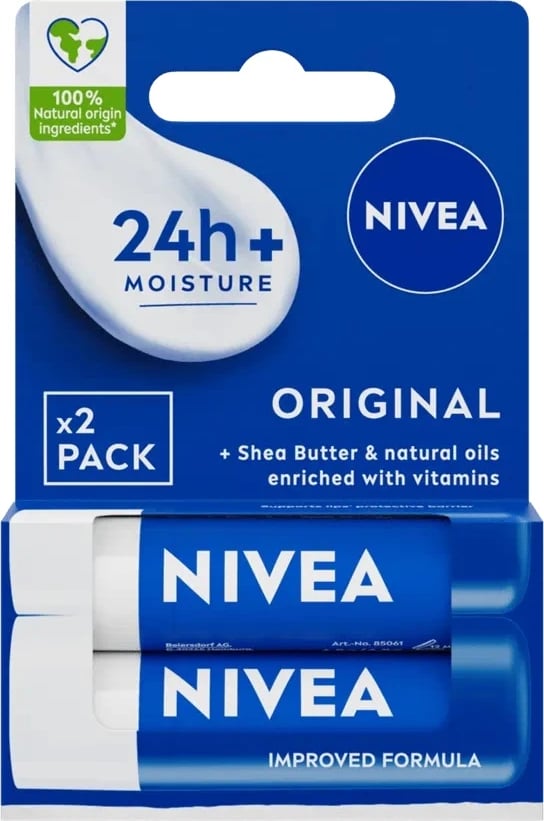 Balsam për buzë Nivea Original Care për femra 2x4.8g