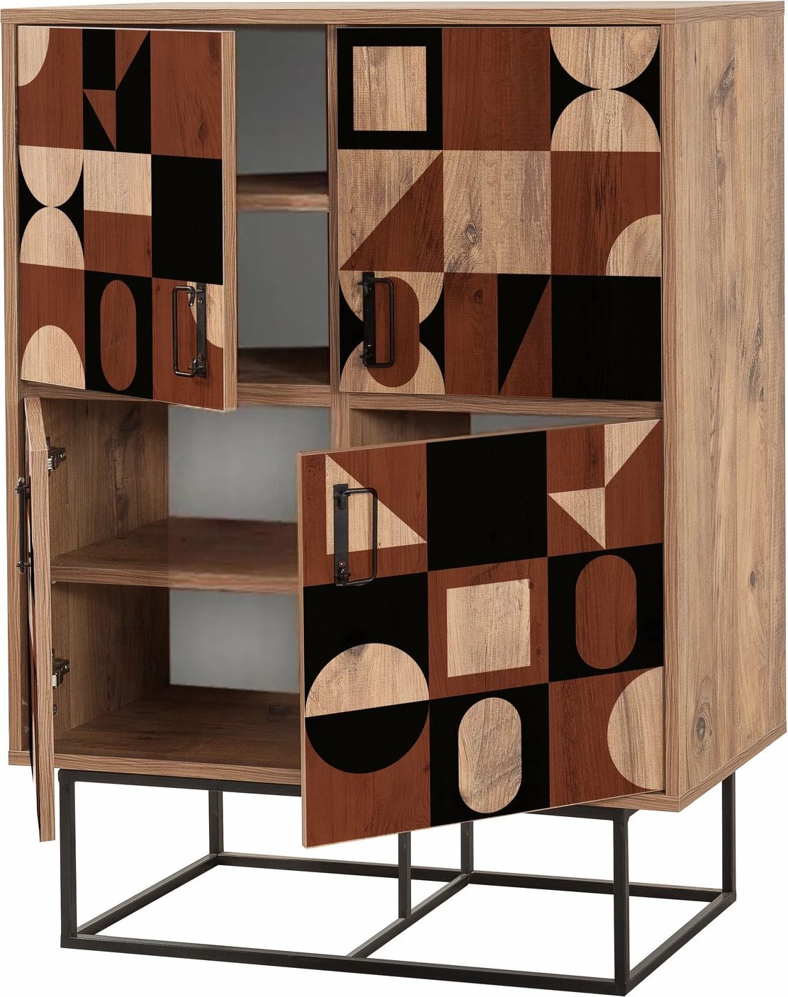 Dollap multifunksional Hanah Home Quantum Solo - Chess, ngjyrë Atlantic Pine, i zi, kafe