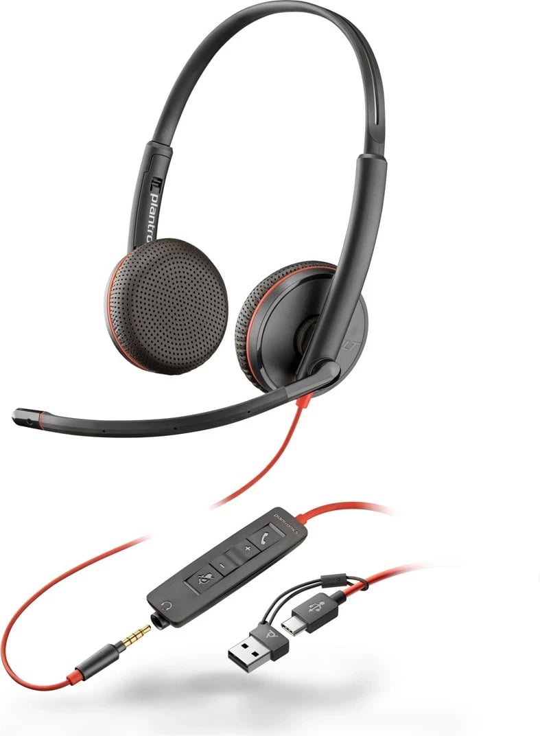 Kufje POLY Blackwire 3225, stereo, USB-C/USB-A/3.5mm, e zezë