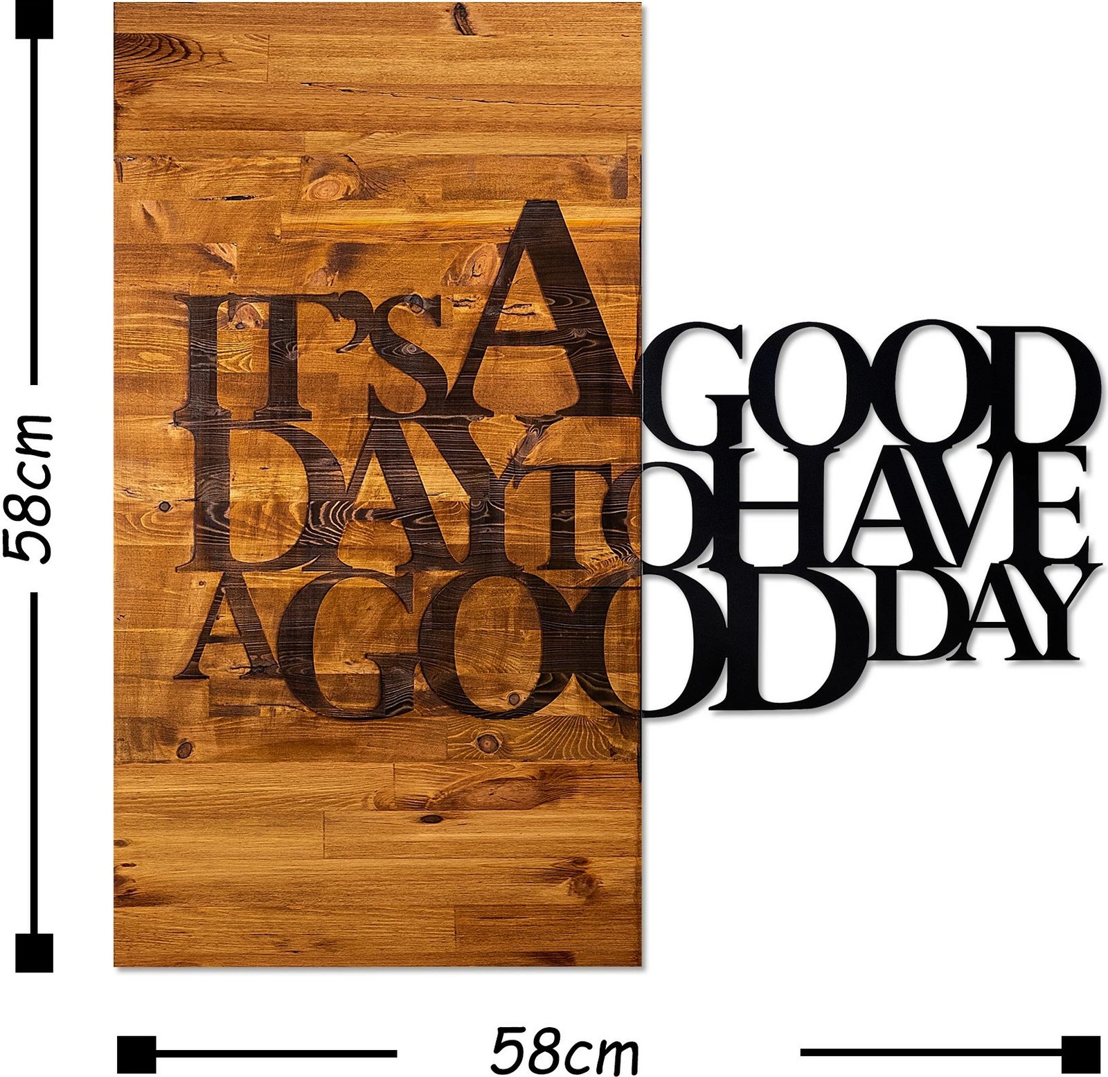 Aksesor dekorativ për mur, dru arre dhe metal, Wallity, 58x58cm