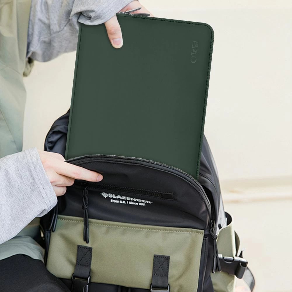 Kasë laptopi Tech-Protect NeoSlim 13-14 inç me çantë aksesorësh, e gjelbër