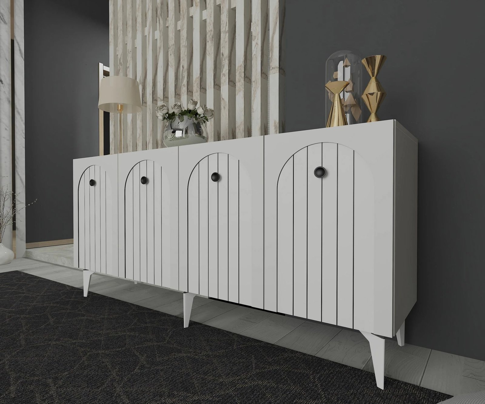 Konsolë Skye Decor, e bardhë, Breda