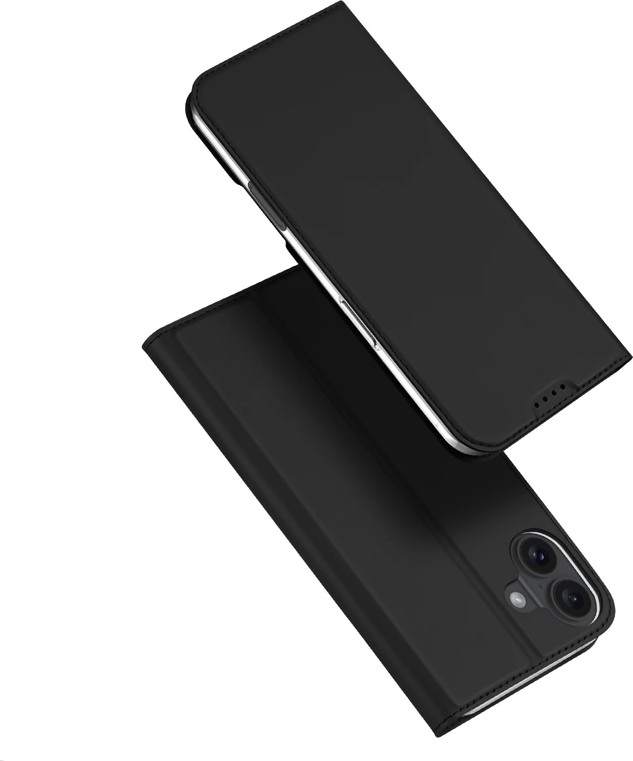 Mbështjellës Dux Ducis Skin Pro për iPhone 16 Plus, me kapak, xhep për kartela, e zezë