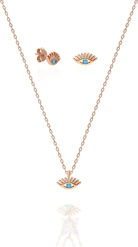 Set varëse dhe vathë argjendi, Jumeon, TRDYL408, ngjyrë rozë e artë dhe kaltër