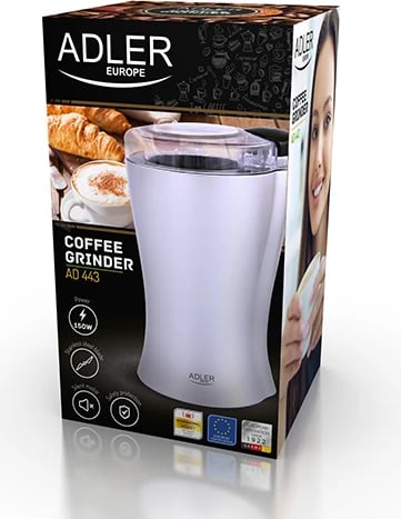 Mulli kafeje elektrik, Adler AD 443, 150W 70g, argjendtë