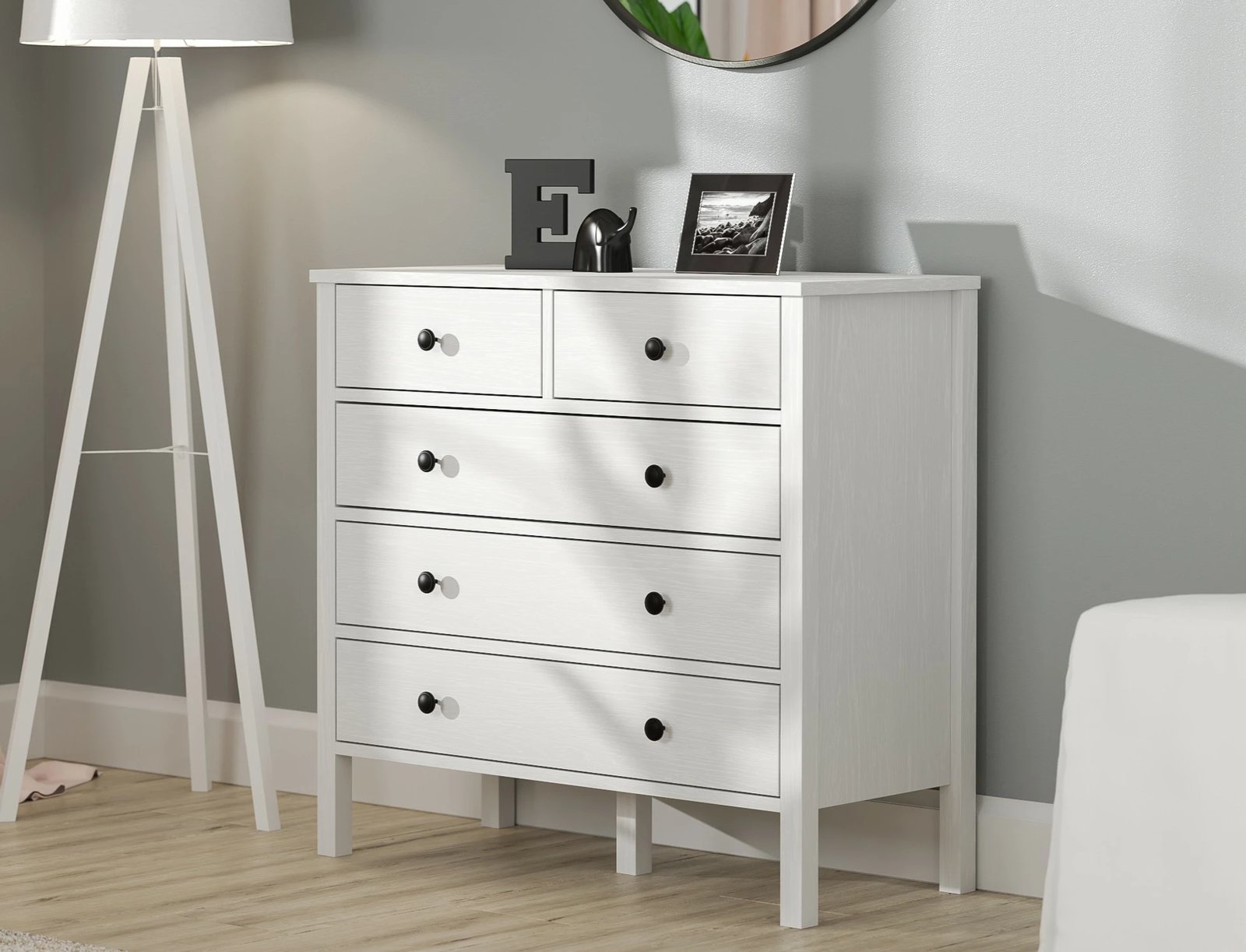 Komodë Hanah Home, FRN-20061, ngjyrë druri dhe e bardhë