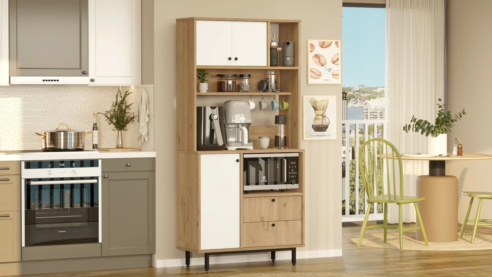 Dollap multifunksional, ngjyrë lis dhe e bardhë, Skye Decor, RE4-SW