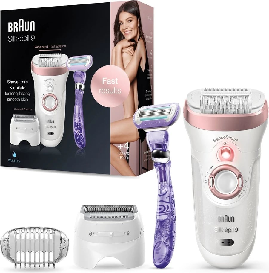Epilator Braun Silk-épil 9 9-870, Rozë, Bardhë Epilator Braun Silk-épil 9 9-870, Rozë, Bardhë
