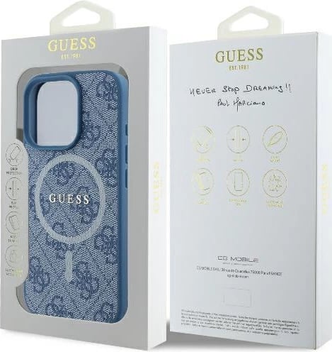 Mbështjellës Guess 4G Ring Classic Logo MagSafe për iPhone 16 Pro, Kaltër Mbështjellës Guess 4G Ring Classic Logo MagSafe për iPhone 16 Pro, Kaltër