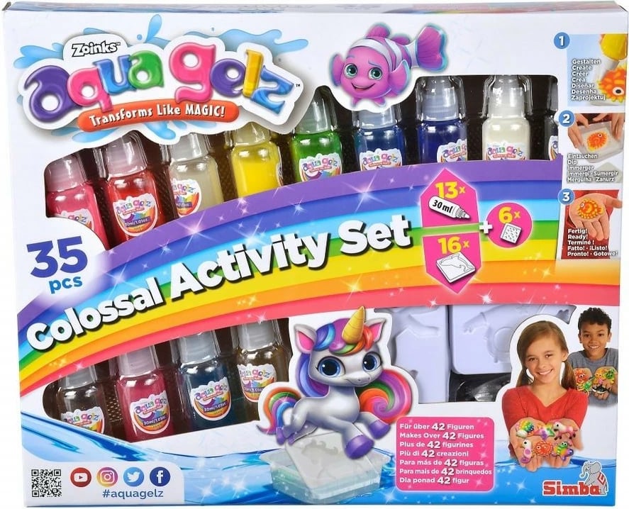 Set kreativ XXL Aqua Gelz Simba, 13 xhel ngjyrash, 16 forma, shumëngjyrësh