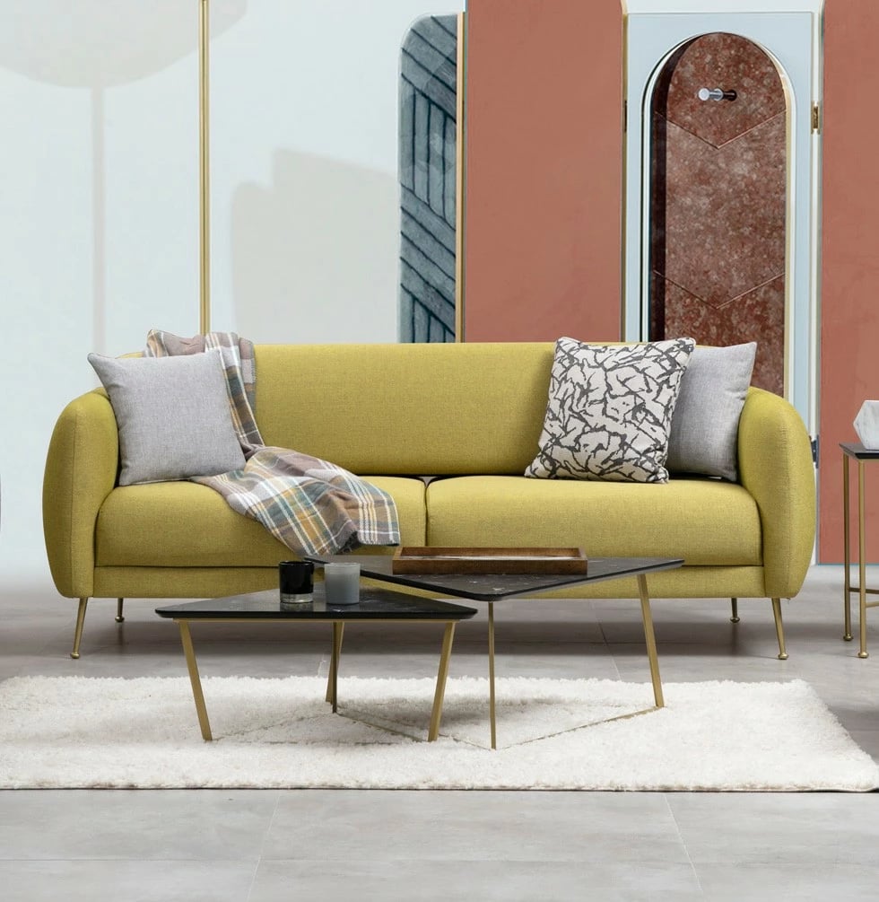 Divan-krevat 3 vendësh, ngjyrë e verdhë, Sevilla, Atelier del Sofa