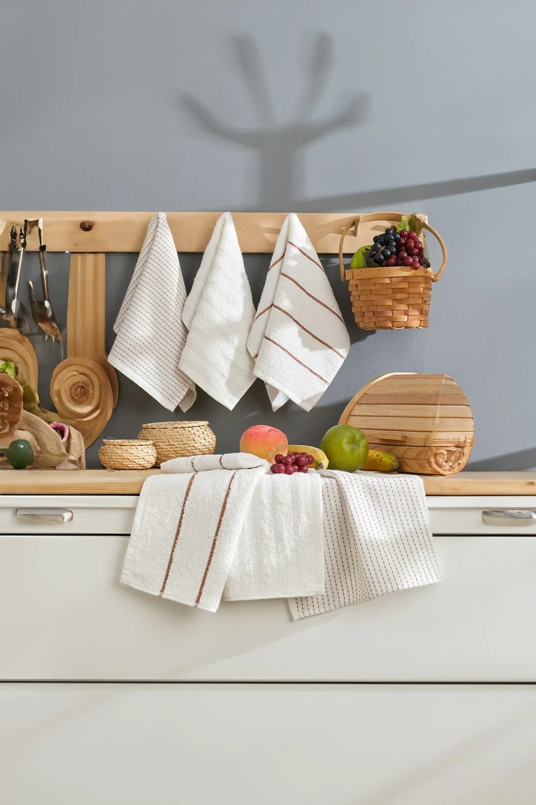 Set peshqirësh për larje (6 copë), Mijölnir, Sofya, krem