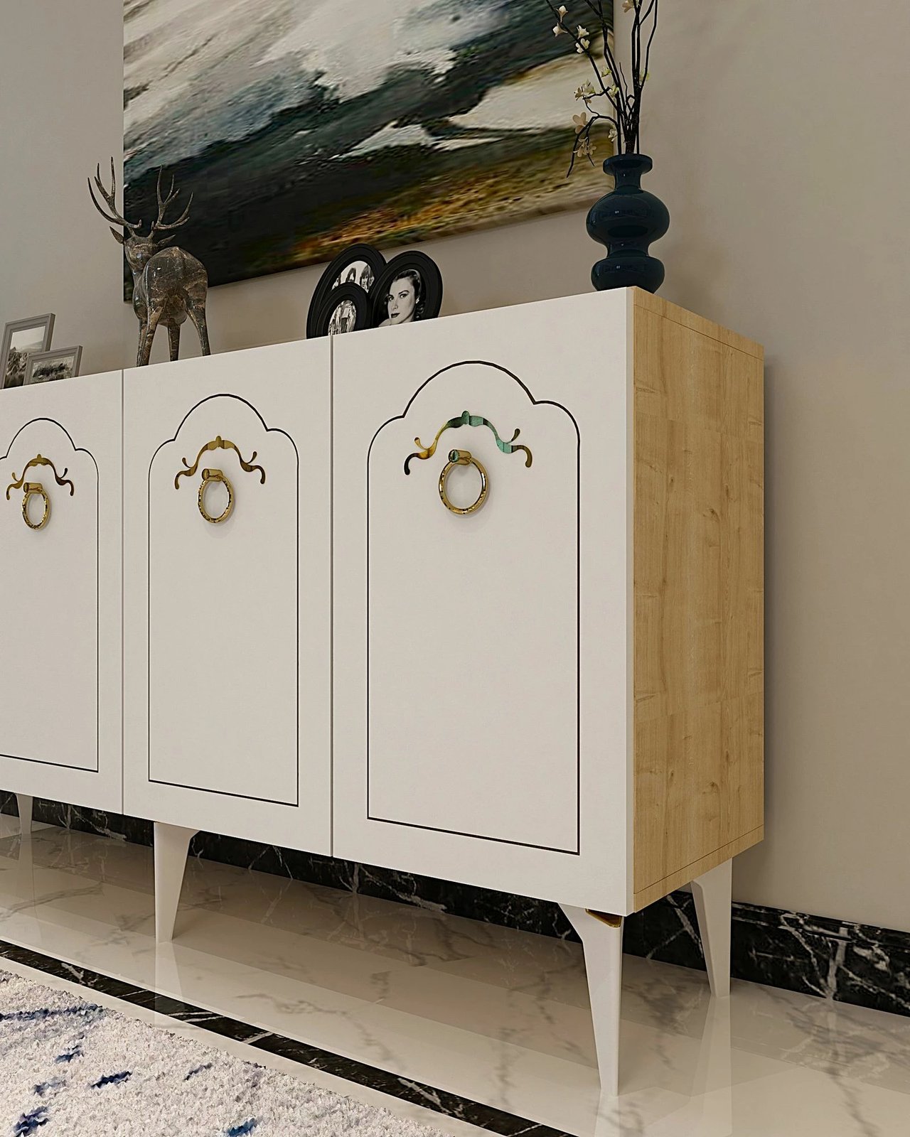 Konsol Skye Decor, violet - lis safir, e bardhë