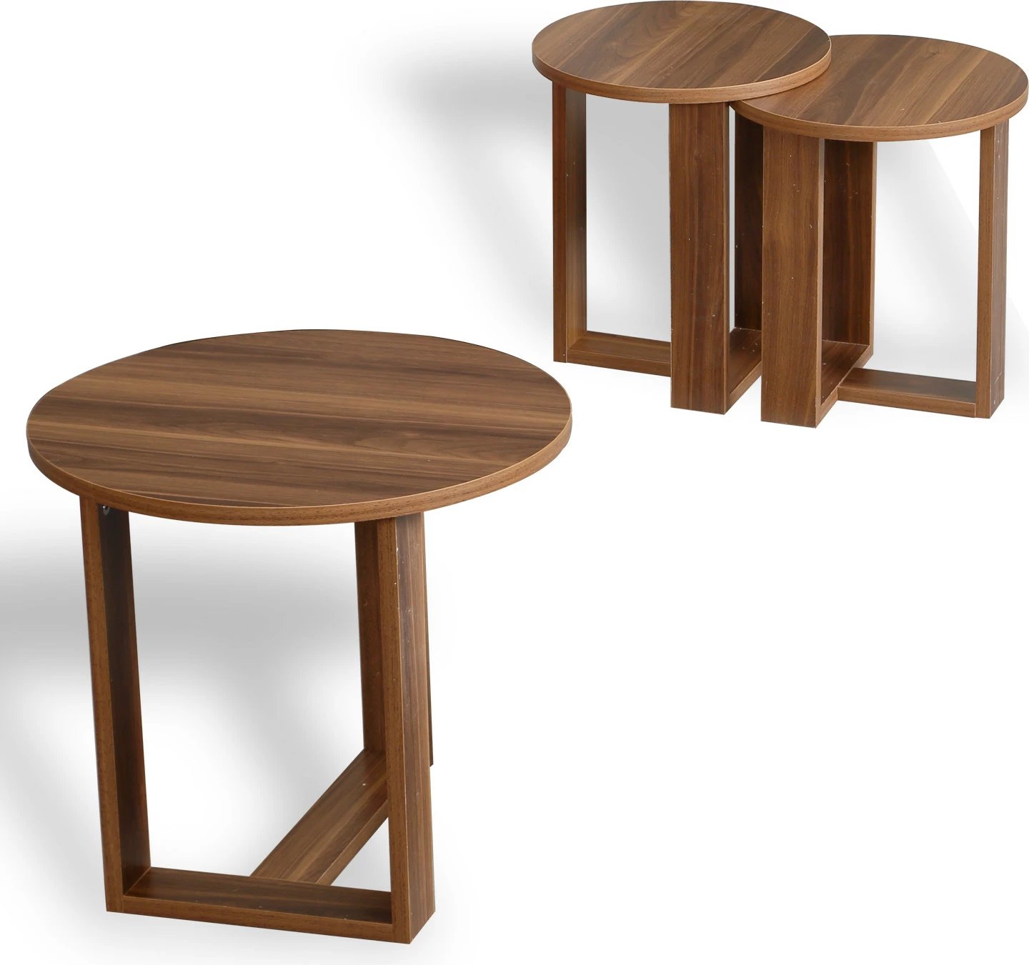 Set tavolinash të vendosshme Mira, ngjyrë arre, 3 copë