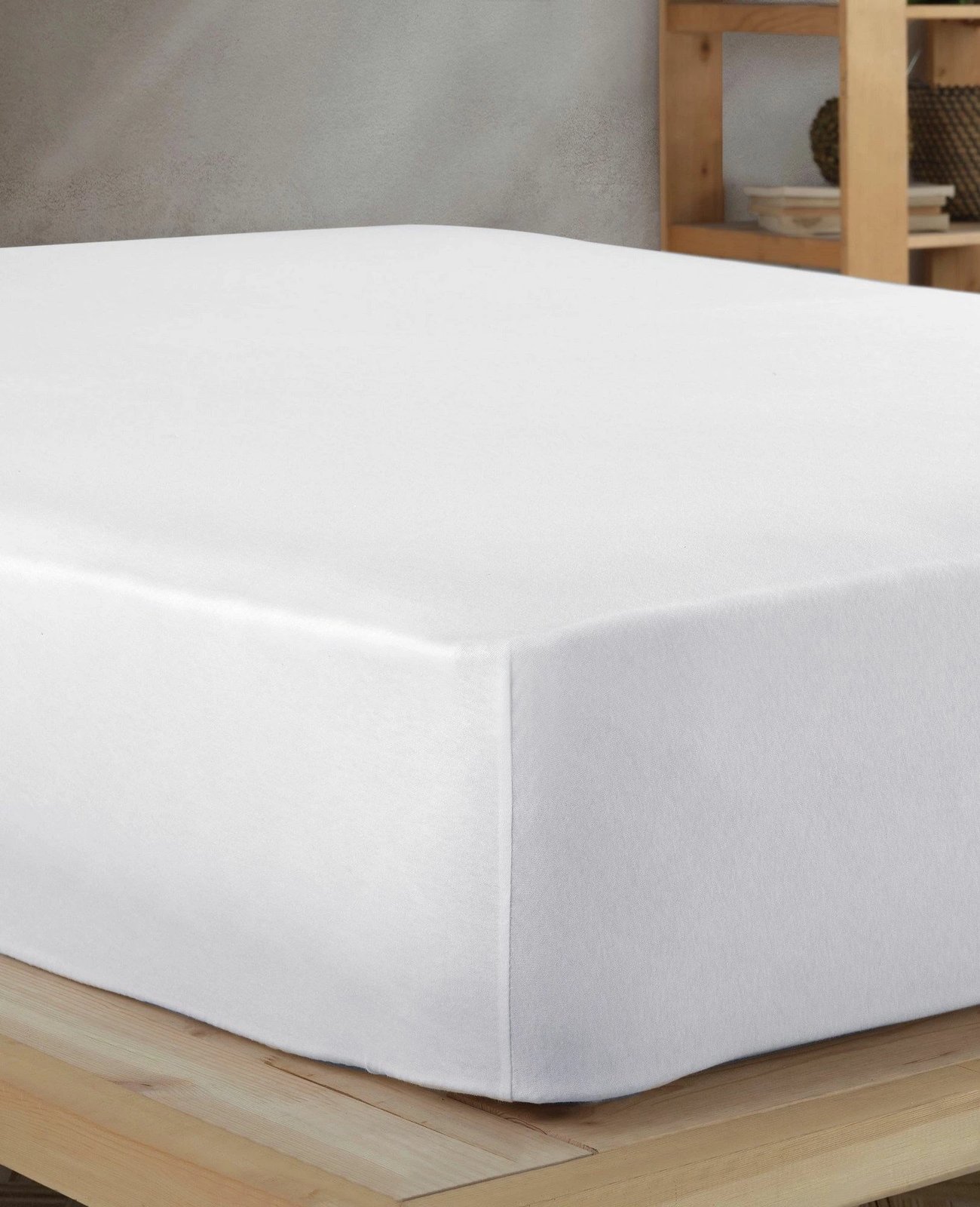 Çarçaf i shtrënguar jersey për dyshek të vogël dopio, i bardhë, L'Essentiel Linge de Maison