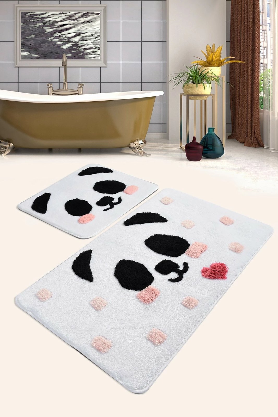 Set tapetë banje akrilik (2 copë), panda, Mijolnir