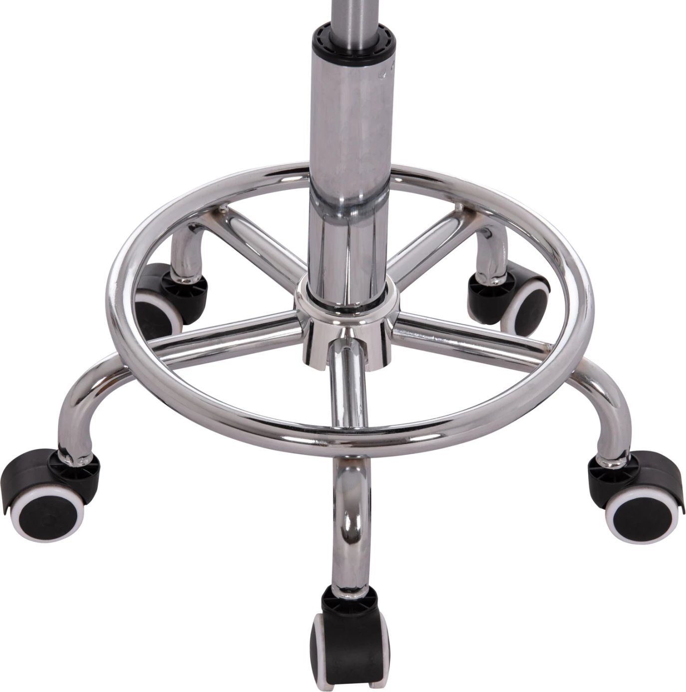 Stool rrotullues dizajneri për zyre IRIS FH211.21, lëkurë artificiale e zezë, 34x43x86.5cm, set prej 2 copash