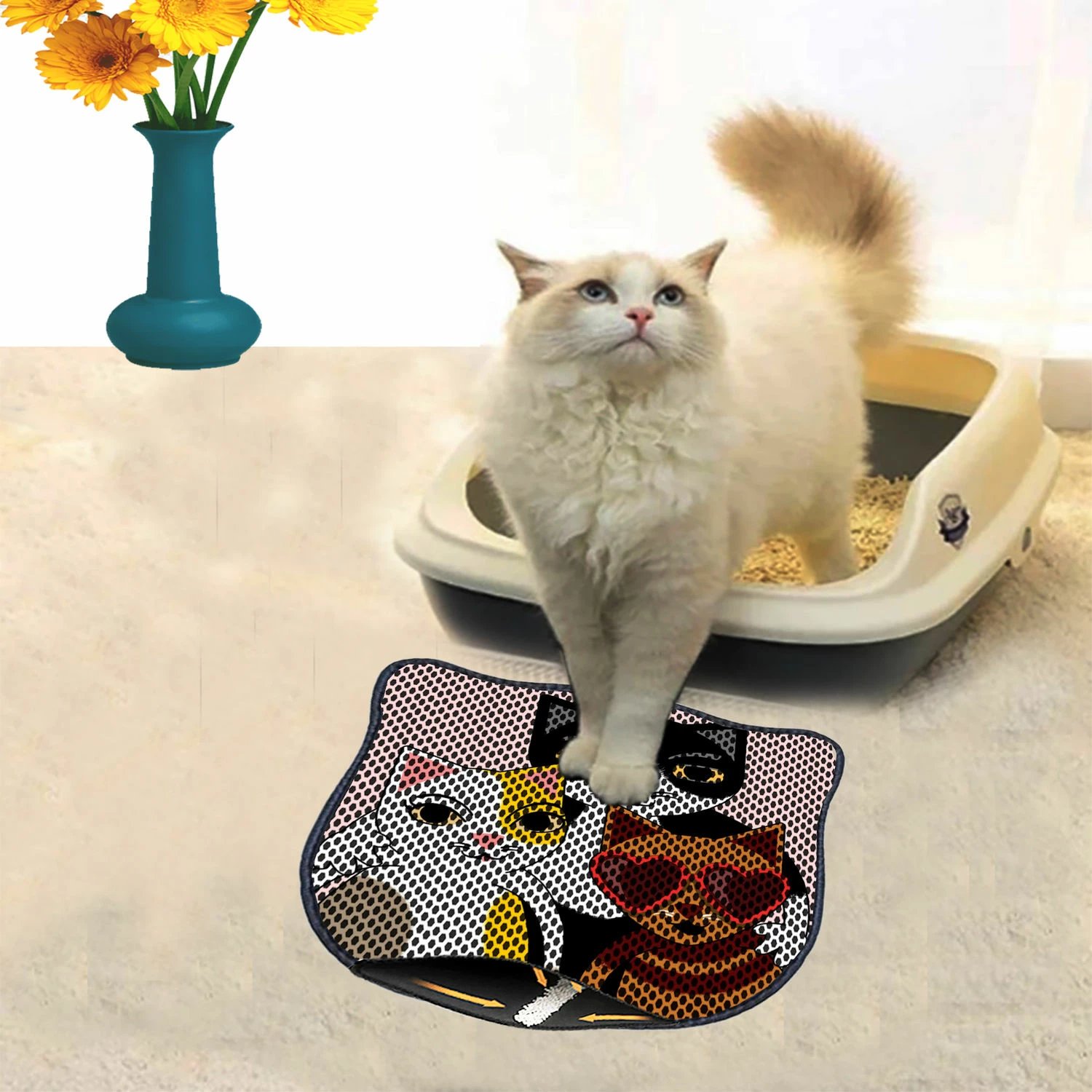 Tapet për rërë maceje, shumëngjyrësh, Paws & Whiskers, Kdkafa0089, 40x50cm