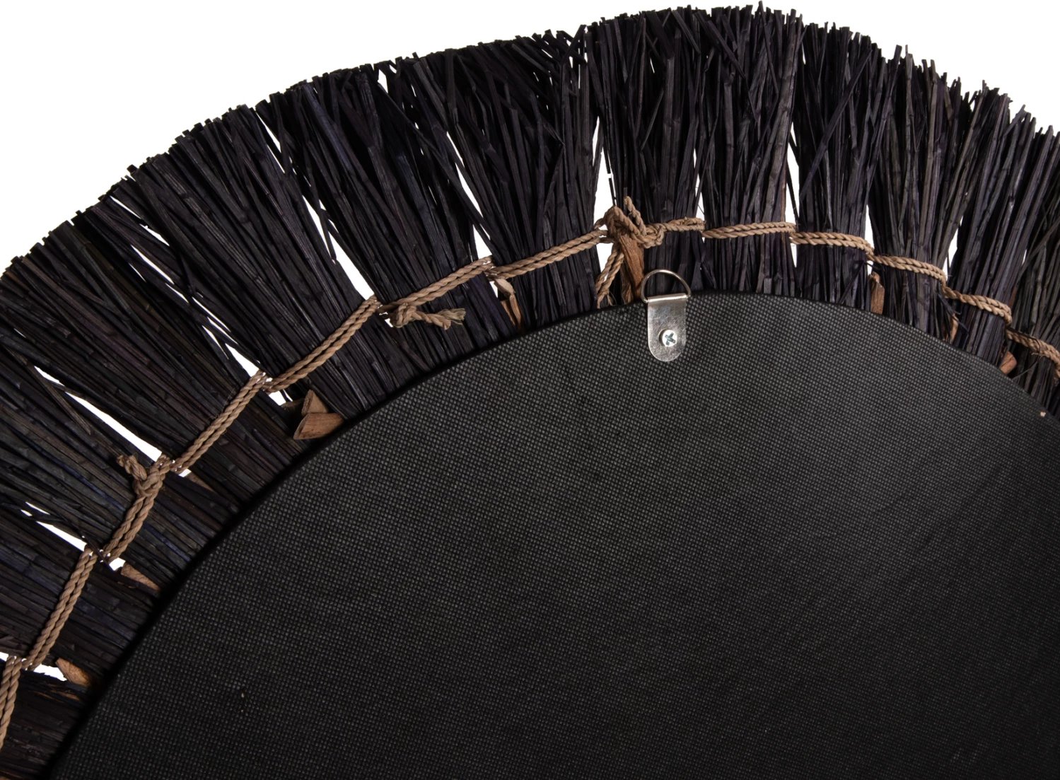 Pasqyrë e rrumbullakët për mur, FH7832, kornizë bari Mendong, ngjyrë e zezë dhe natyrale, Φ70cm