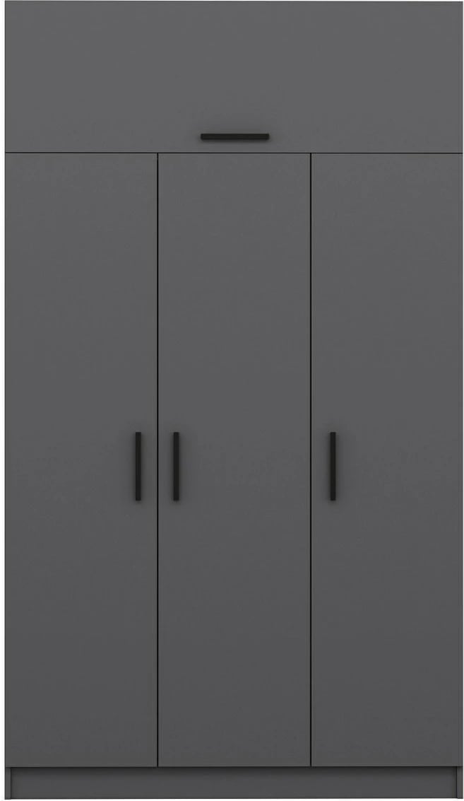 Dollap garderobe Skye Decor, 3 kapakë, 2 sirtarë, anthracite, 255cm