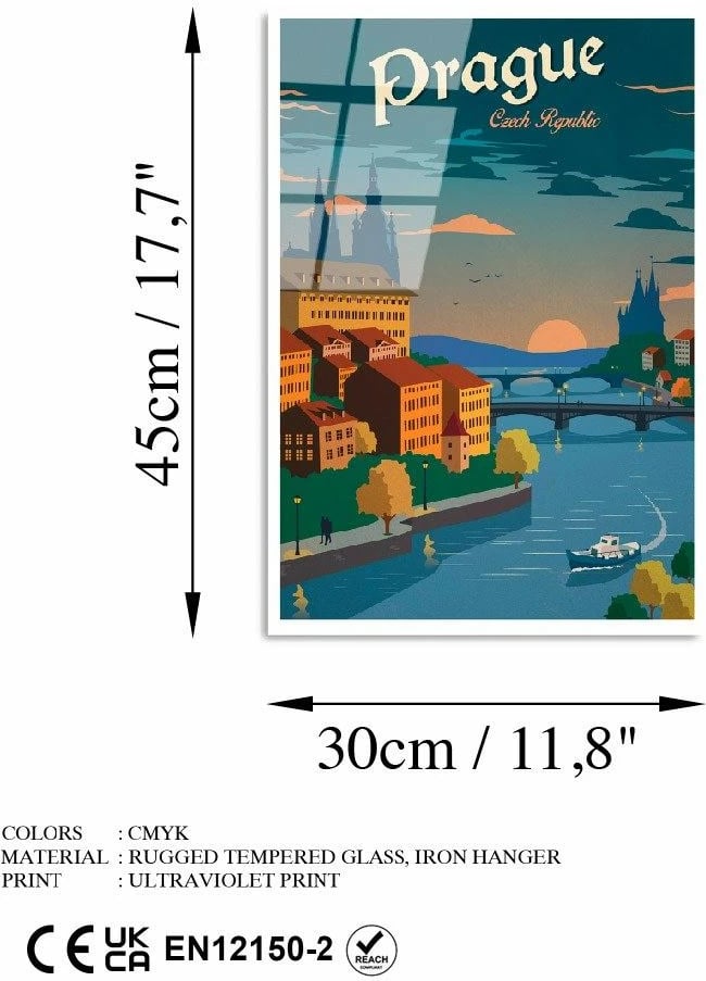 Pikturë dekorative prej xhami të temperuar, shumëngjyrëshe, Wallity UV-997, 30x45cm