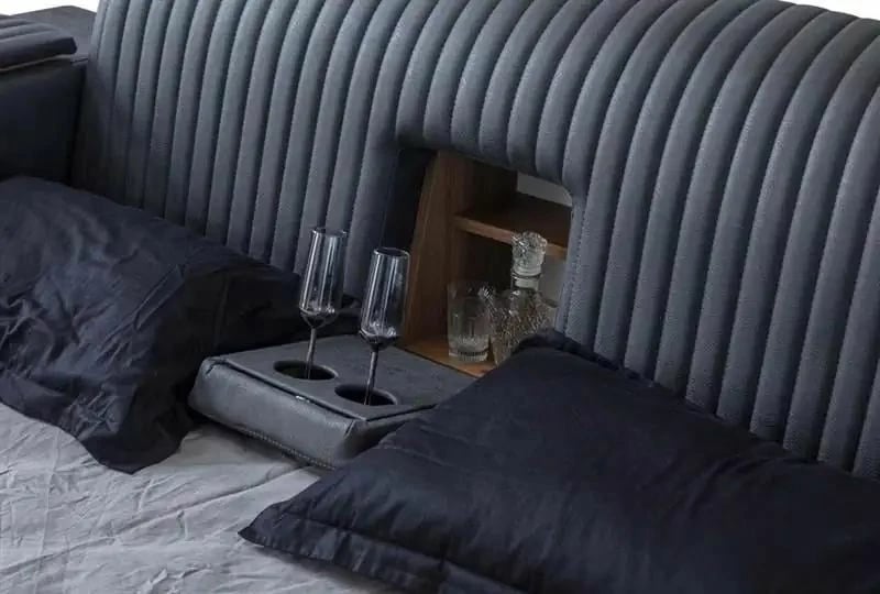 Krevat dopio me funksione të mençura, ngjyrë e zezë, Skye Decor