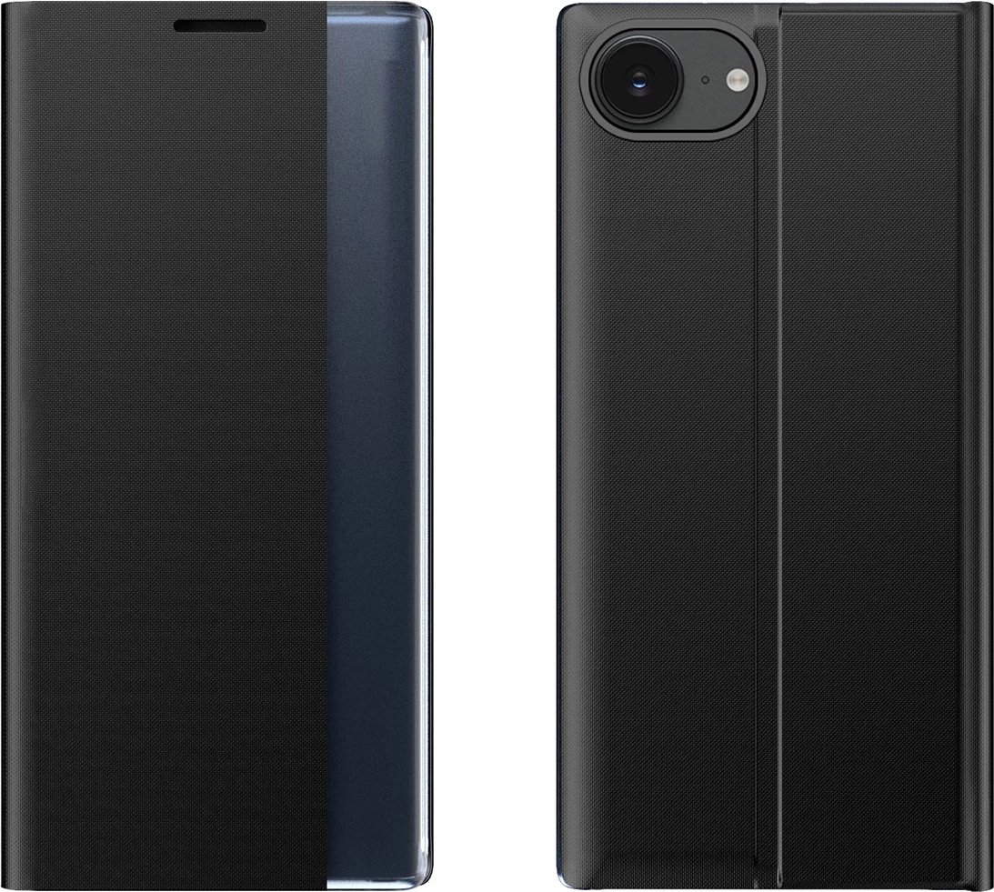 Mbështjellës Hurtel New Sleep Case për iPhone 16e, me kapak dhe qëndrim, i zi