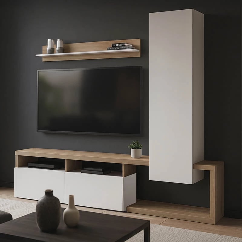 Set për dhomë dite Leganto, ngjyrë sonoma dhe e bardhë, 220.5x35x197.5cm