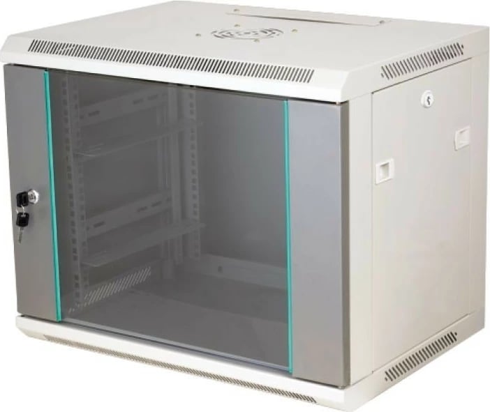 Kasë rrjeti Q-LANTEC SW-9U-600-450-N-DSJ-OP-RP-B-S, 9U, 19", për mur, Gri