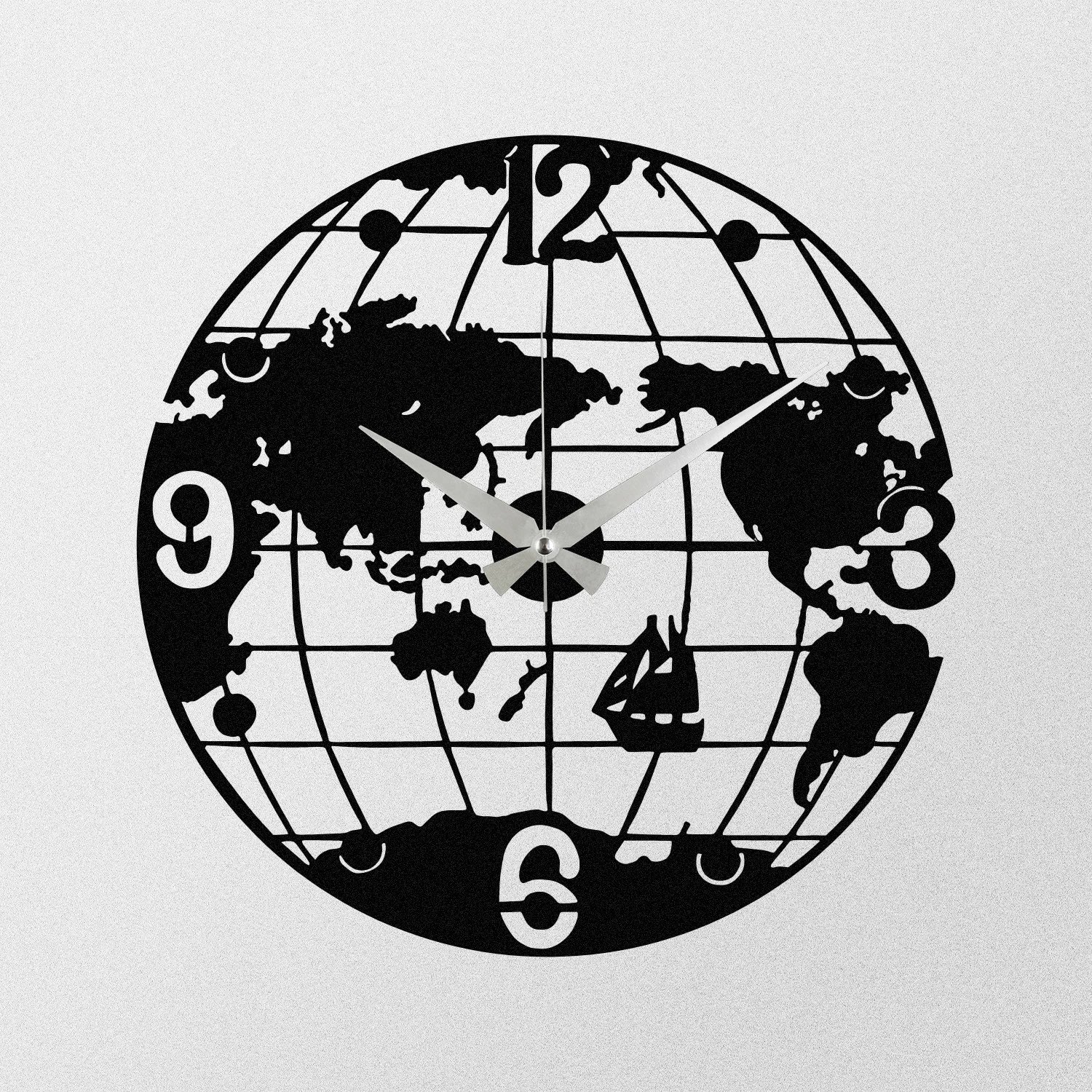 Orë muri dekorative metalike, Wallity Enzoclock - S018, e zezë, 48x48cm
