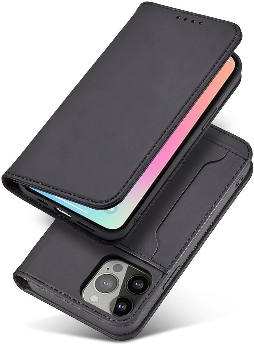 Mbështjellës Hurtel Magnet Card Case për iPhone 14 Pro Max, me kapak, xhep për karta, i zi